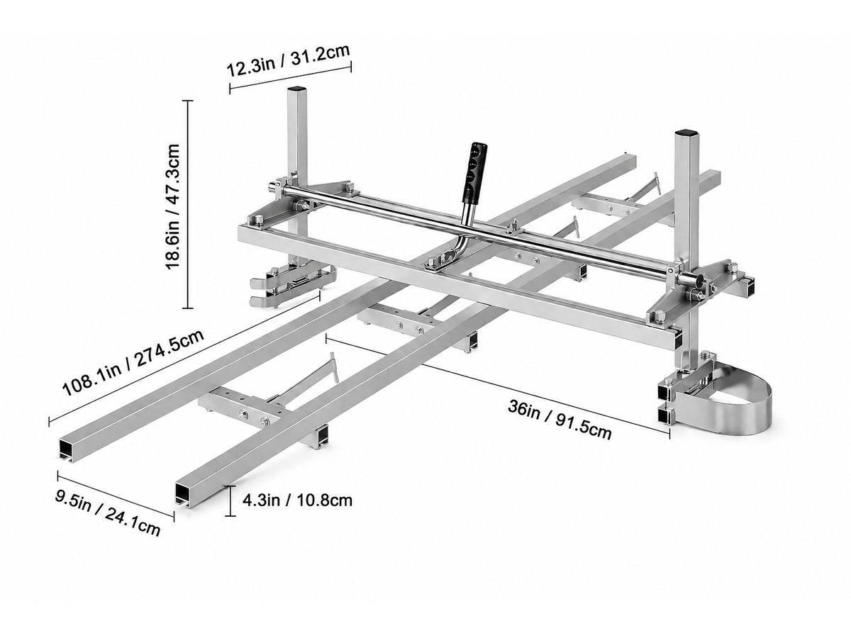 Portable Sawmill Chainsaw Mill Rail Guide System Lumber Cutting Mill 2.74m