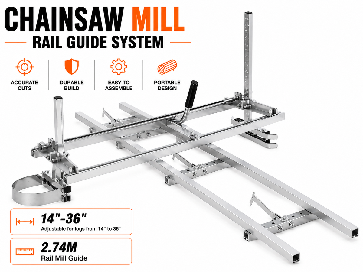 Portable Sawmill Chainsaw Mill Rail Guide System Lumber Cutting Mill 2.74m