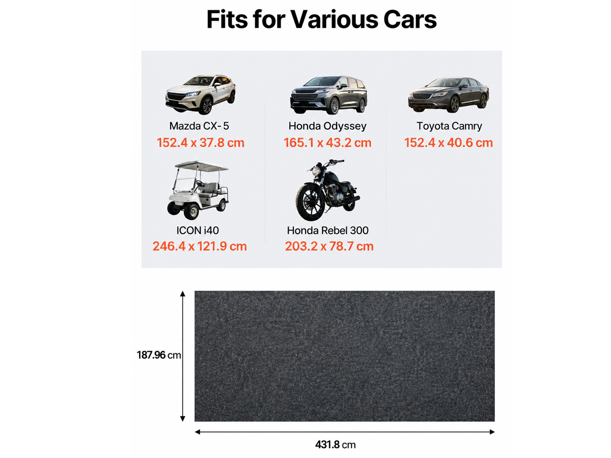 Garage Floor Mat 2.25 x 5.2M Heavy Duty Waterproof Garage Floor Mat Oil & Mud Protection