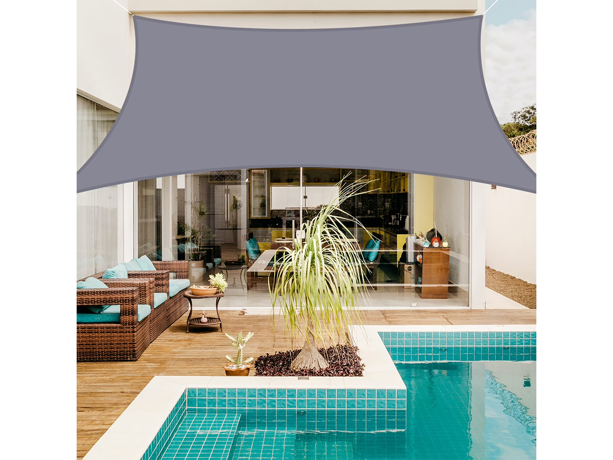 Waterproof Shade Sail 3x5M Rectangle Waterproof Shade Sail UV Protection Canopy Light Grey