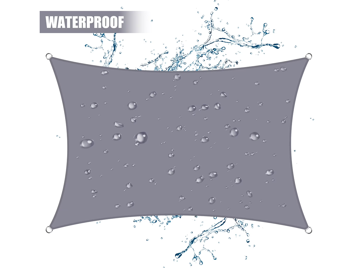 Waterproof Shade Sail 3x5M Rectangle Waterproof Shade Sail UV Protection Canopy Light Grey