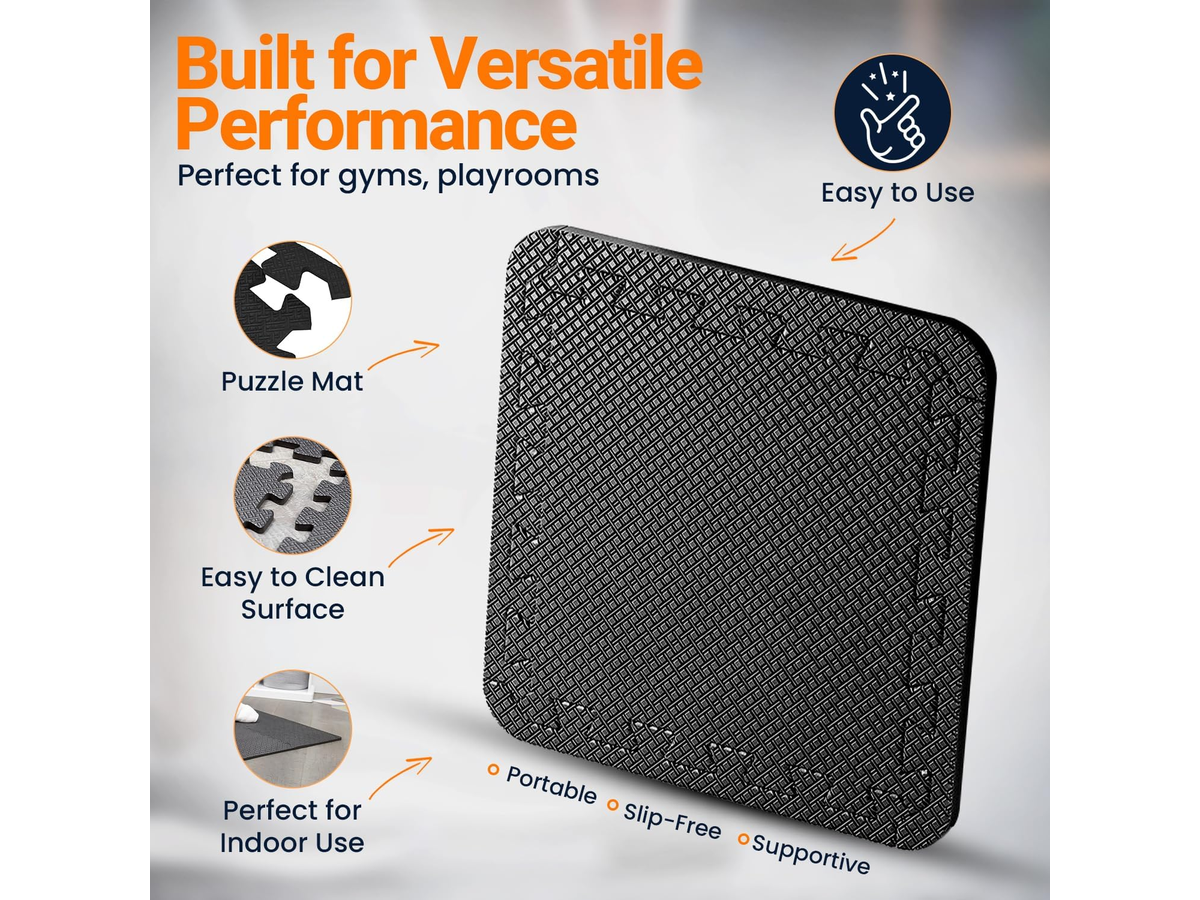 Floor Protect Exercise Equipment Mat 24 Piece Interlocking Foam Tiles