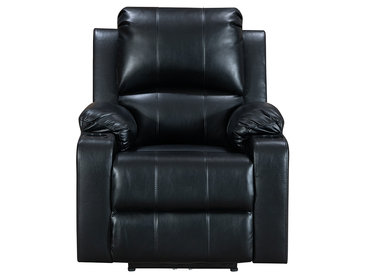 Power Recliner Chair Leather Gel Black Electric Reclining Armchair with USB