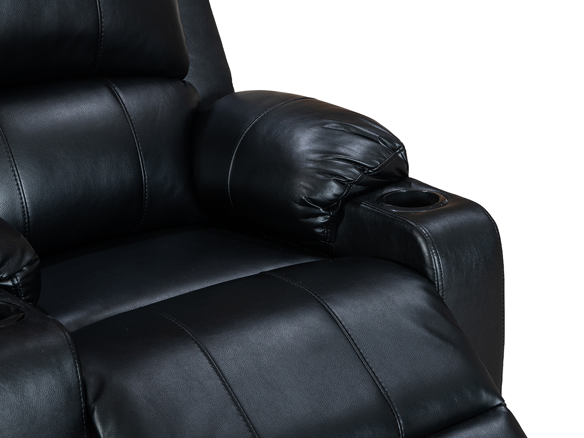 Power Recliner Chair Leather Gel Black Electric Reclining Armchair with USB