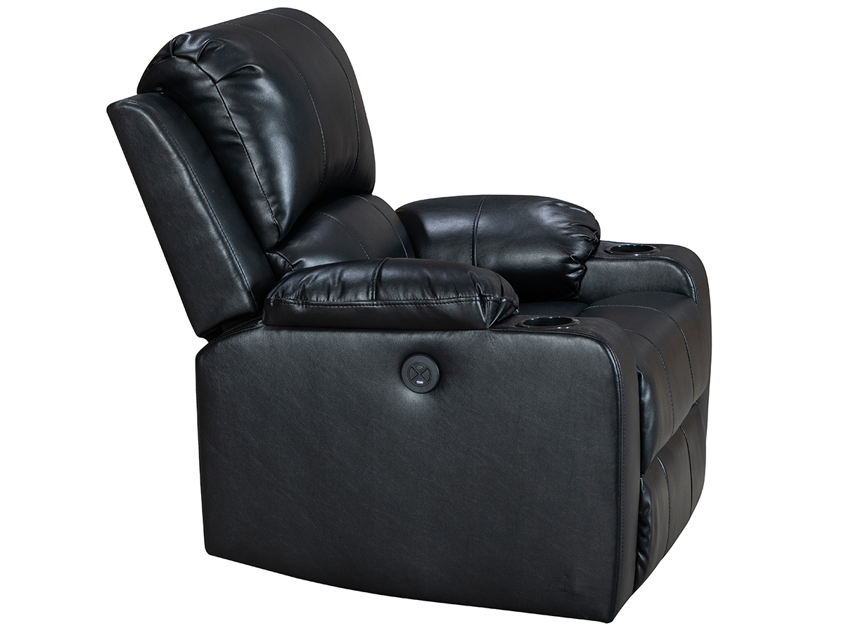 Power Recliner Chair Leather Gel Black Electric Reclining Armchair with USB