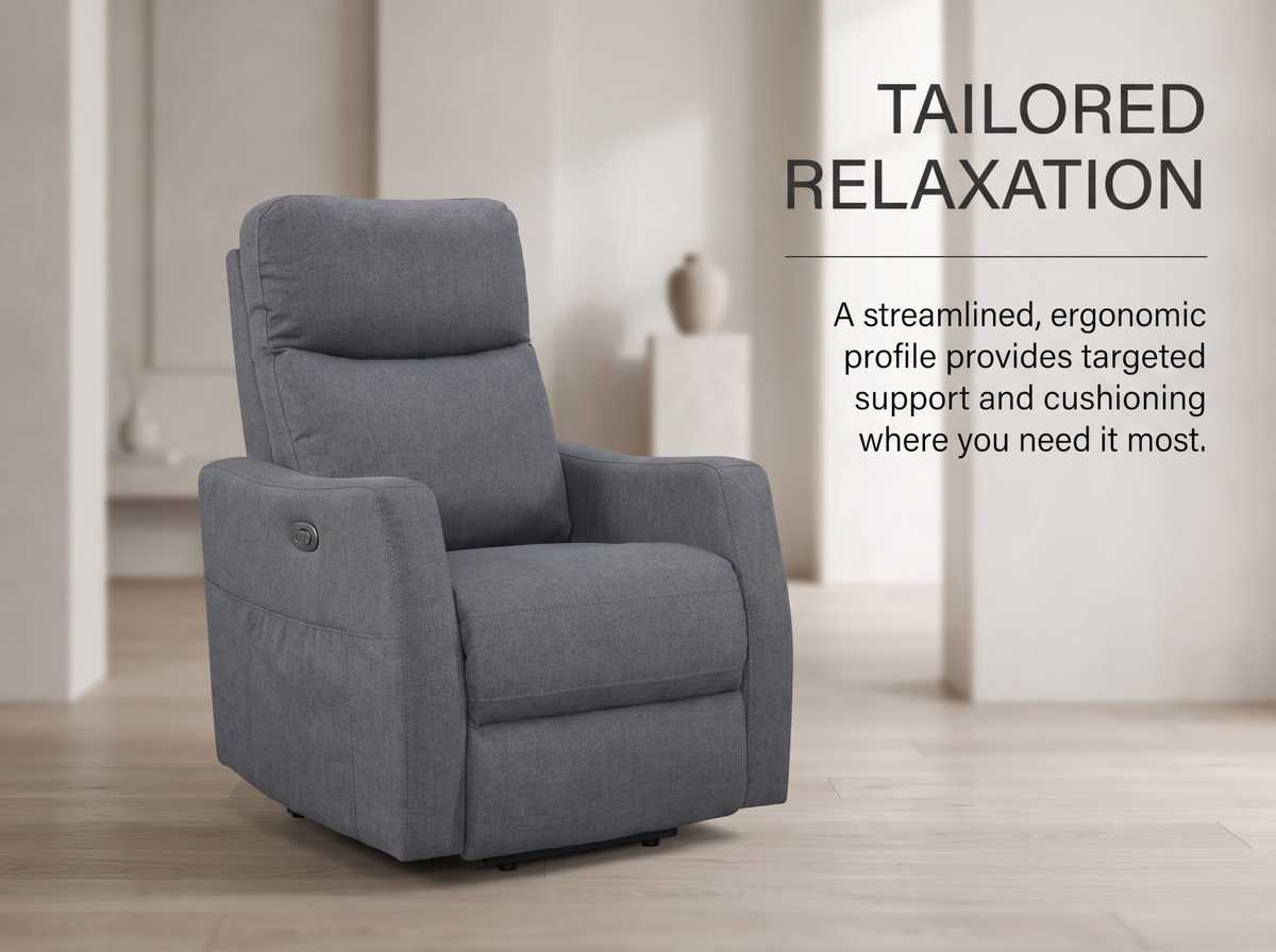 Recliner Chair Electric Lift Armchair in Chenille Grey with Wired Controller