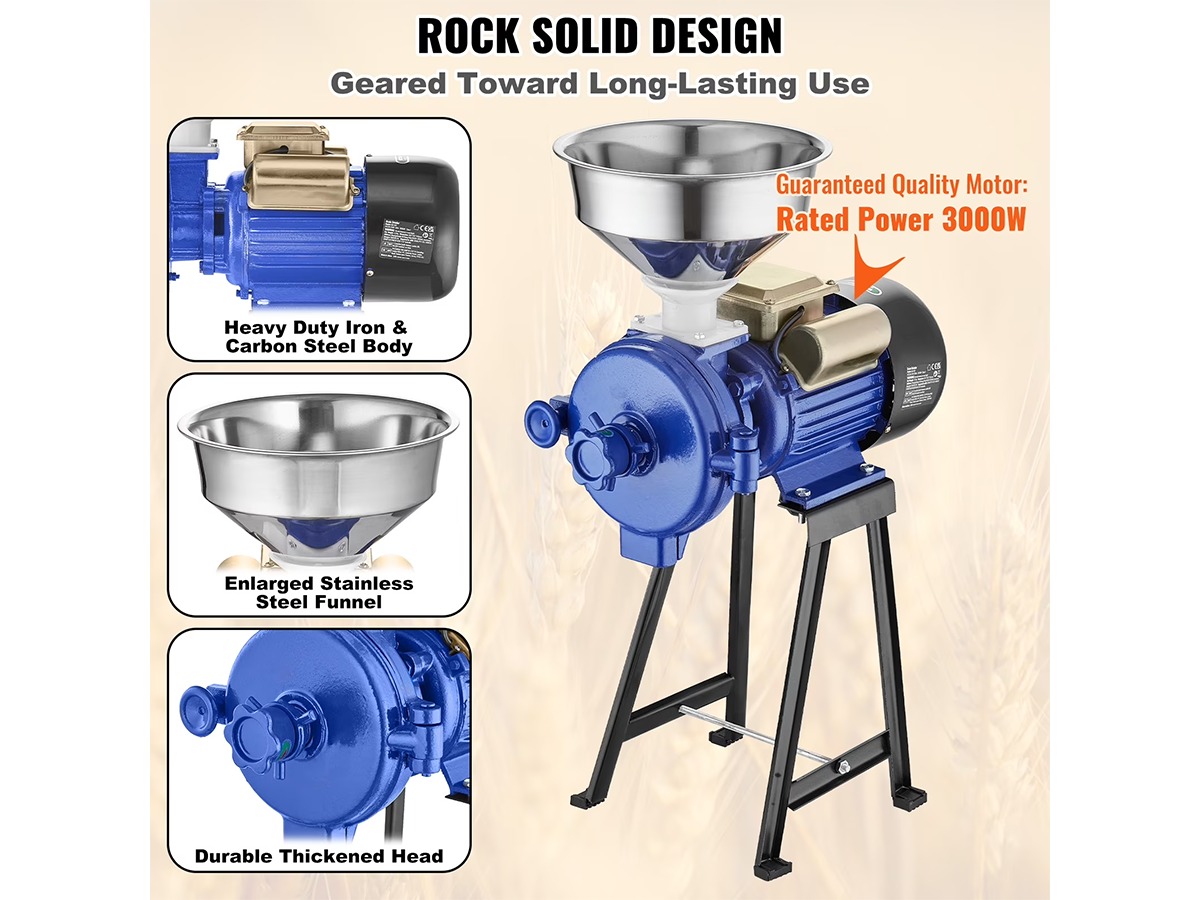Electric Grain Mill Grinder 3000W Commercial Grain Milling Machine