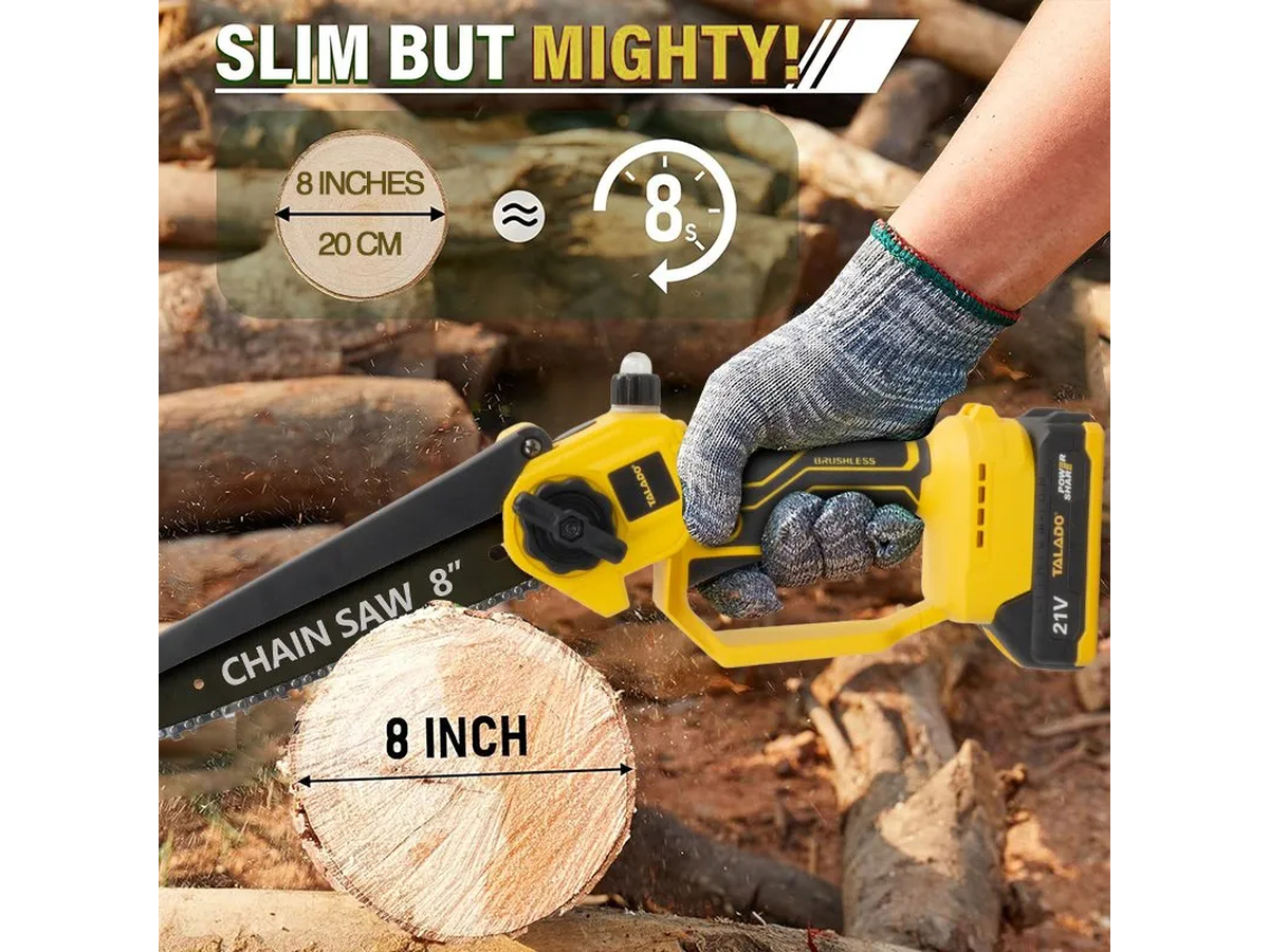 Electric Cordless Pruning Saw 8 Inch Brushless 21V Cutting Tool with 2 Batteries & Carry Case