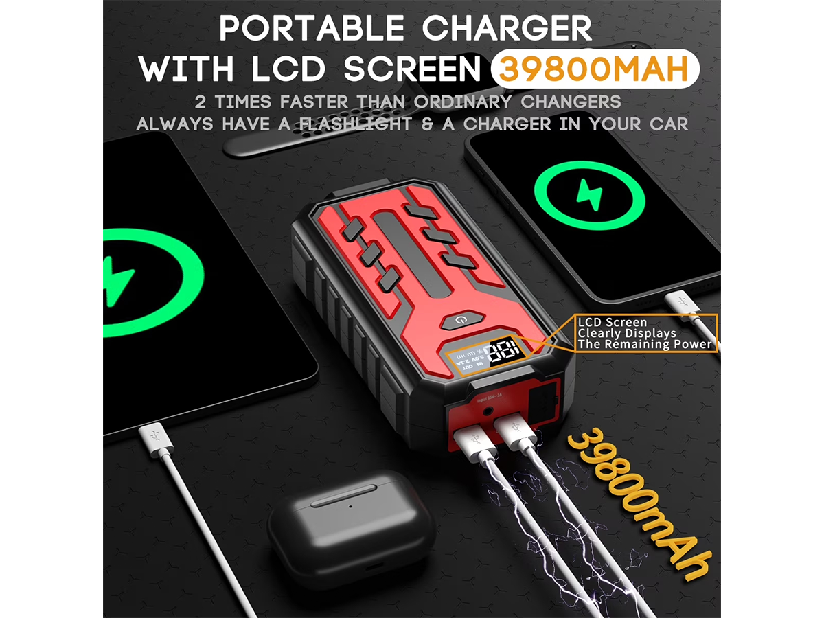 Portable Car Jump Starter 4000A Battery Booster 39800mAh Emergency Power Bank
