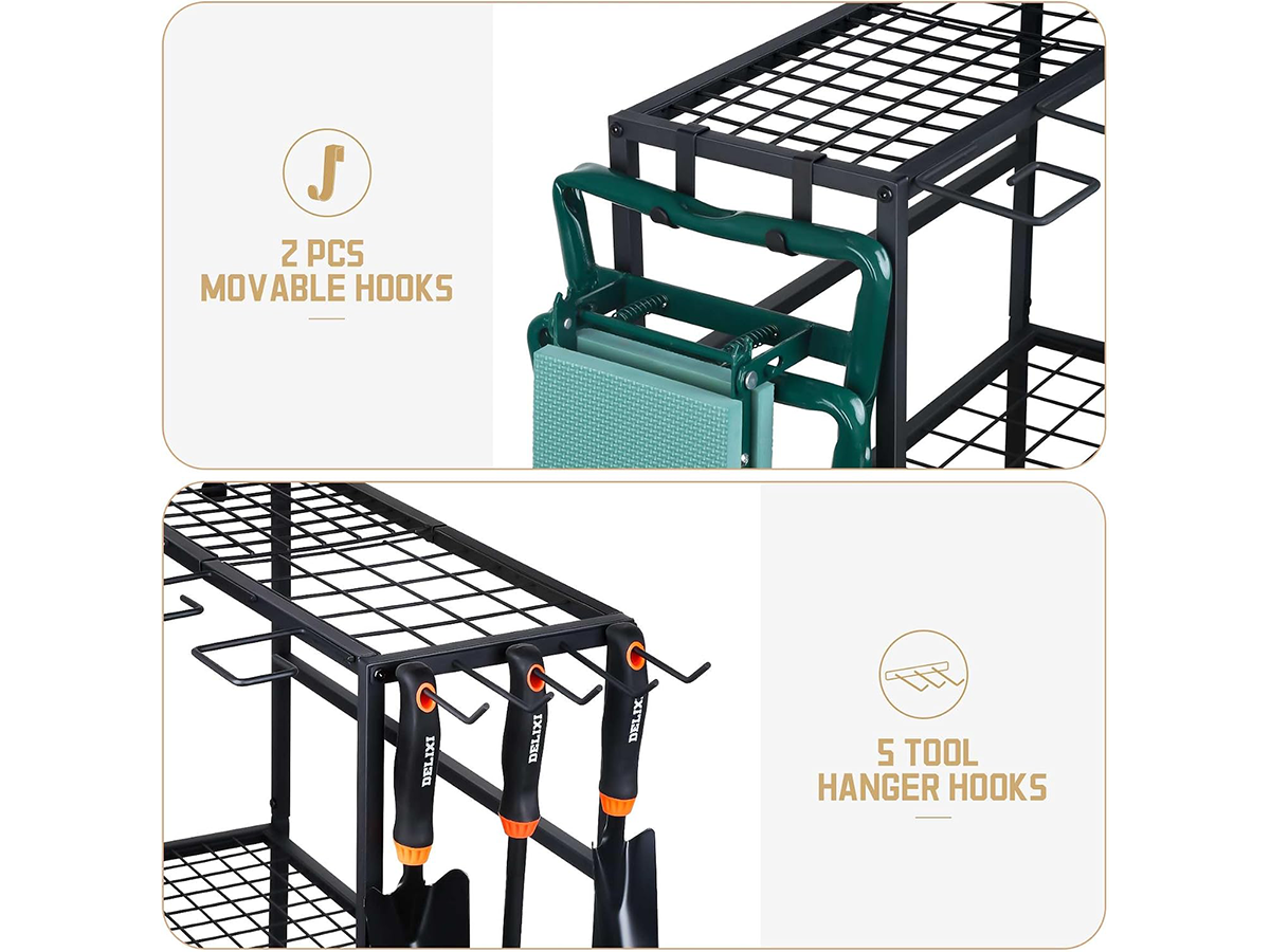 Garden Tool Organizer Rack Heavy Duty Garden Tool Organizer Rack with Hooks
