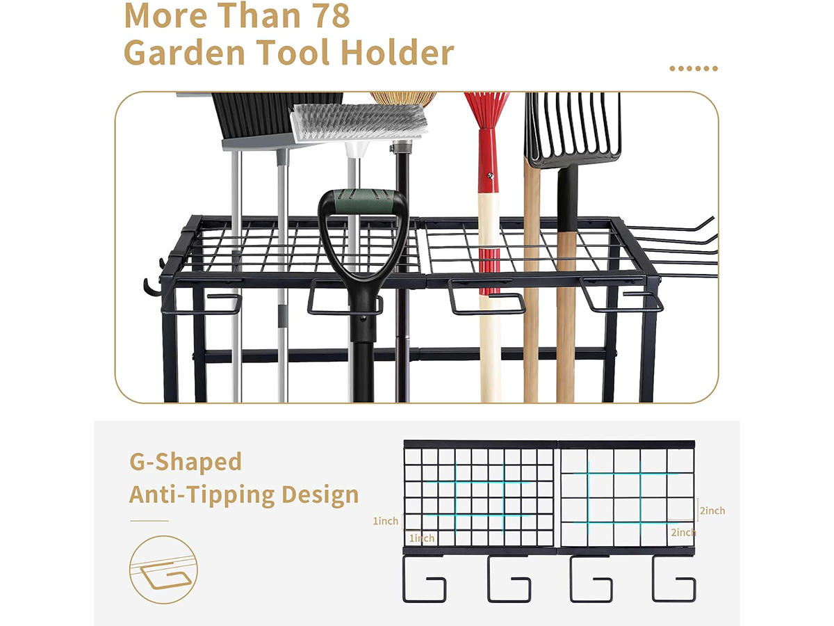 Garden Tool Organizer Rack Heavy Duty Garden Tool Organizer Rack with Hooks