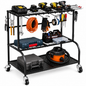 Garden Tool Organizer Rack Heavy Duty Garden Tool Organizer Rack with Wheels & Hooks
