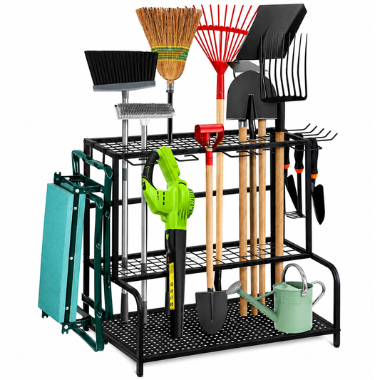 Garden Tool Organizer Rack Heavy Duty Garden Tool Organizer Rack with Hooks