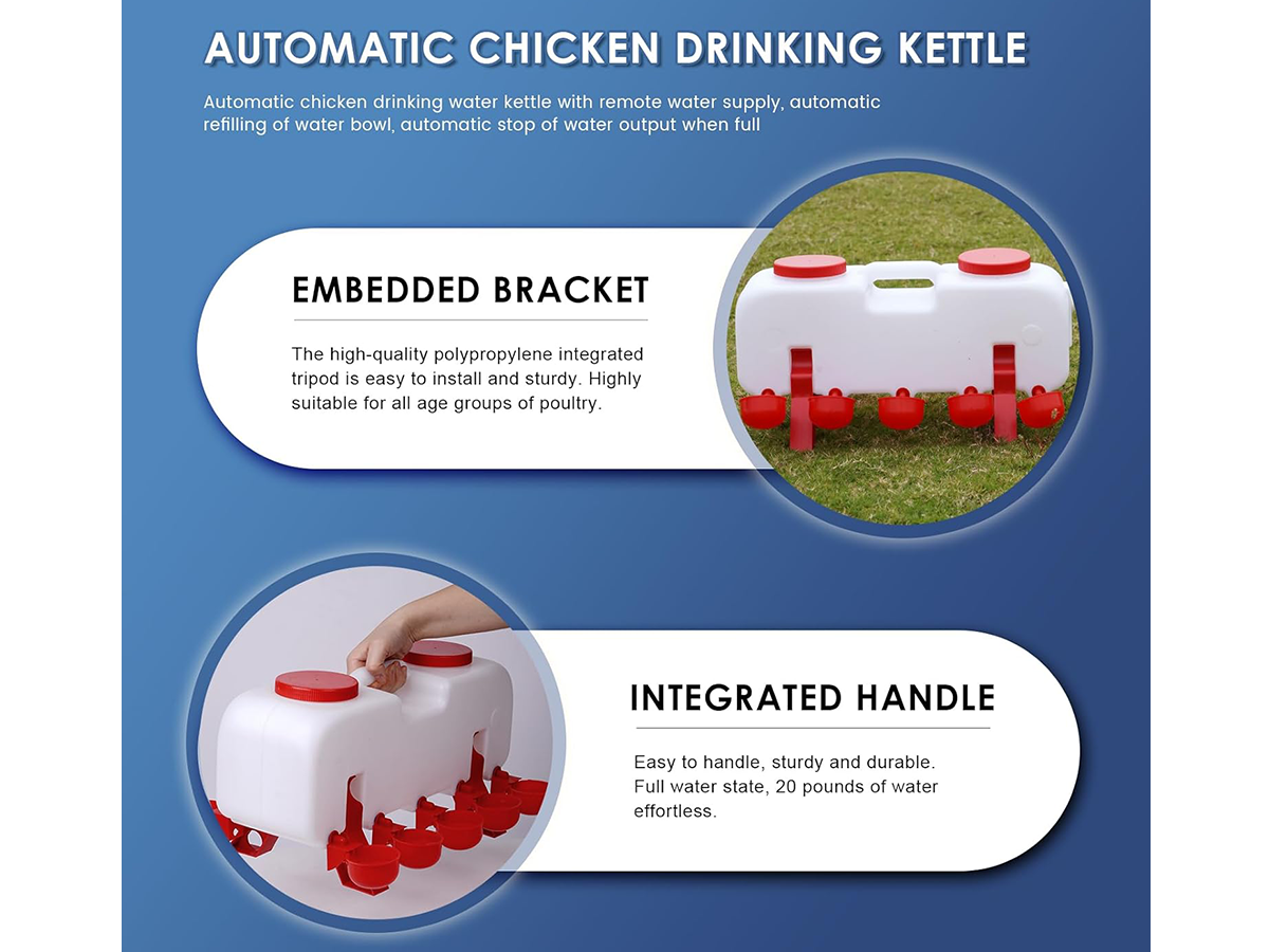 Automatic Chicken Water Feeder 11L Gallon Poultry Watering System
