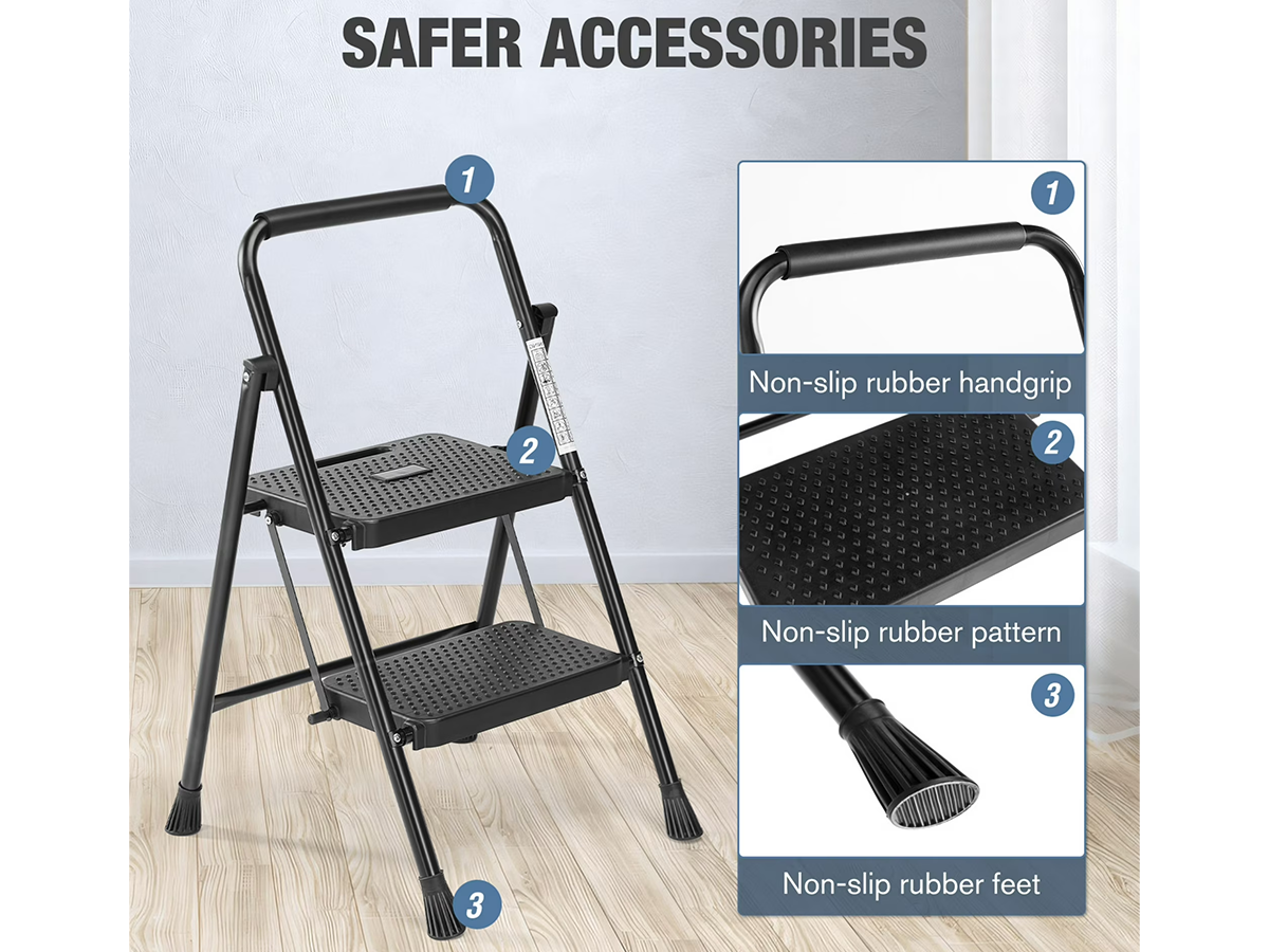 Folding Step Ladder Stool 2 Step Heavy Duty Folding Step Ladder Stool