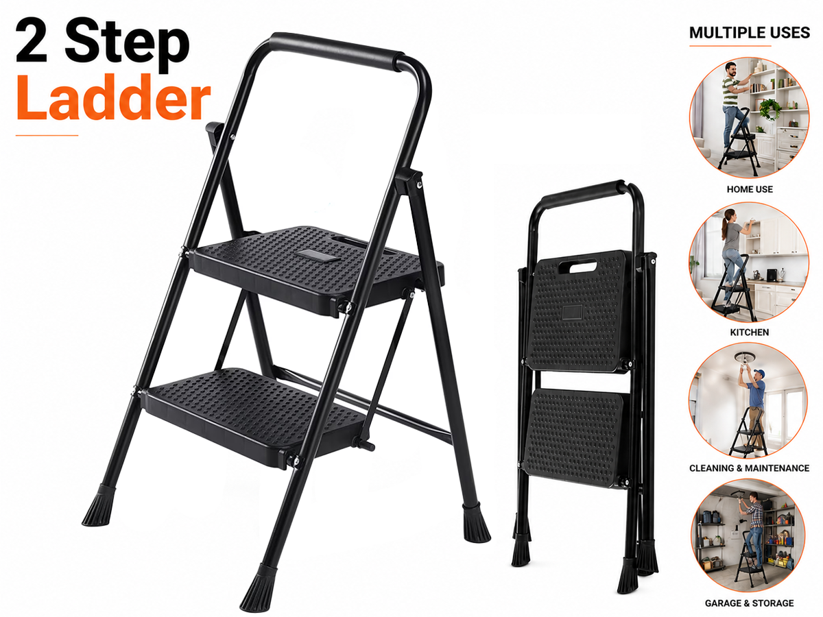 Folding Step Ladder Stool 2 Step Heavy Duty Folding Step Ladder Stool