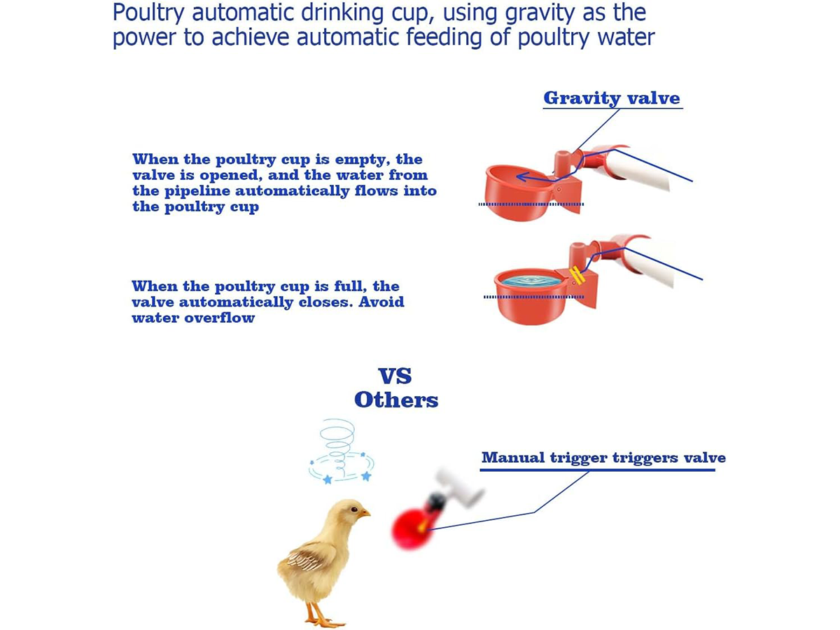 Chicken Waterer Set Automatic Poultry Watering System with 8 Cups and Float Valve