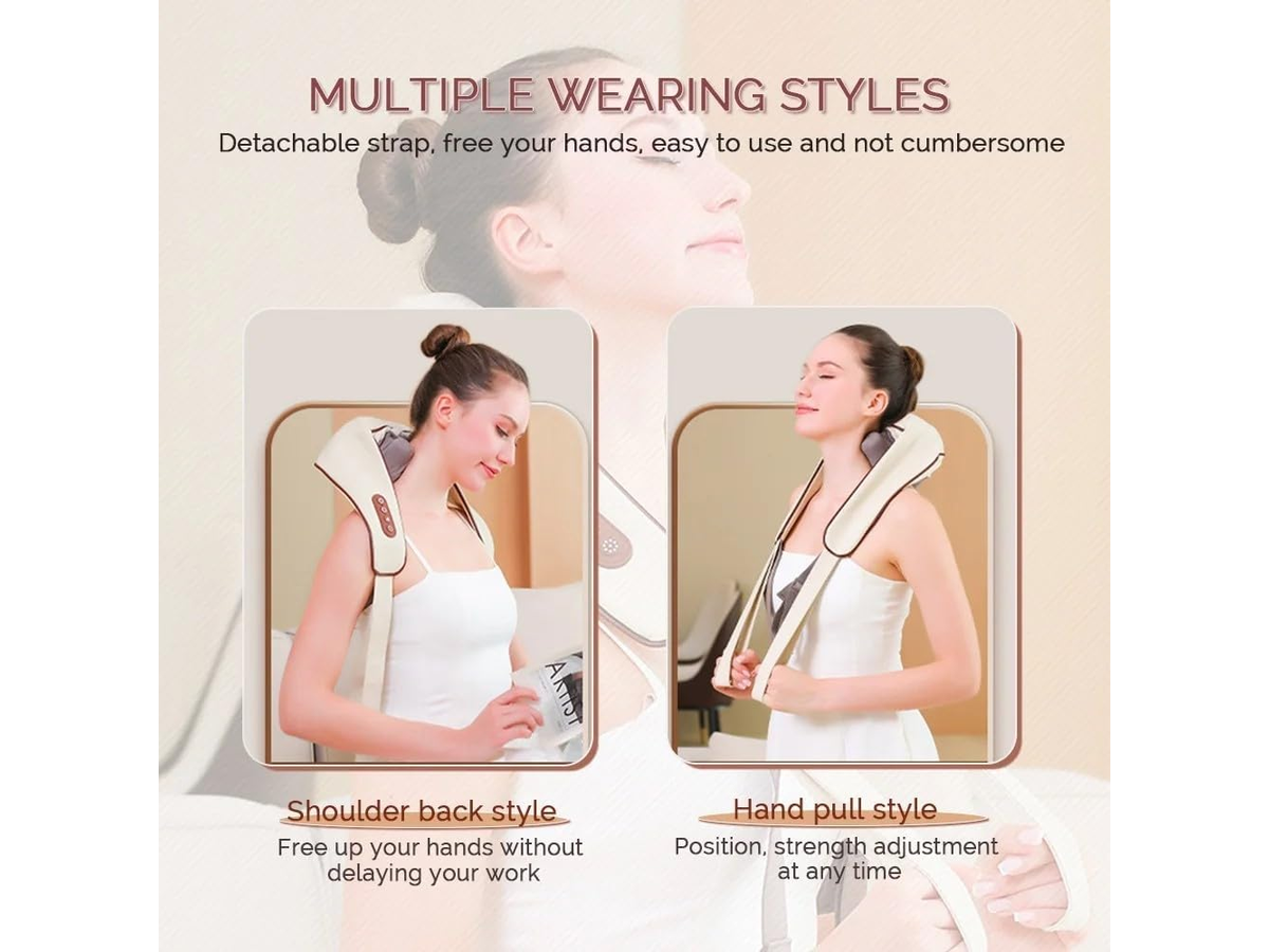 Neck Massager With Heat Cordless 6D Shiatsu Neck Massager With Heat for Shoulder Back Relief