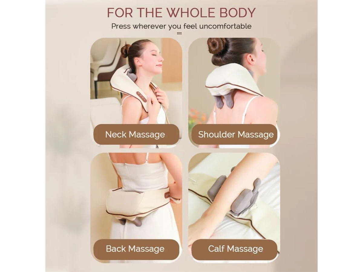 Neck Massager With Heat Cordless 6D Shiatsu Neck Massager With Heat for Shoulder Back Relief
