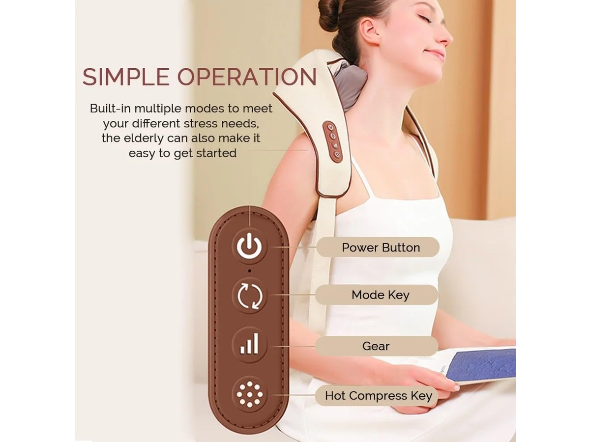 Neck Massager With Heat Cordless 6D Shiatsu Neck Massager With Heat for Shoulder Back Relief