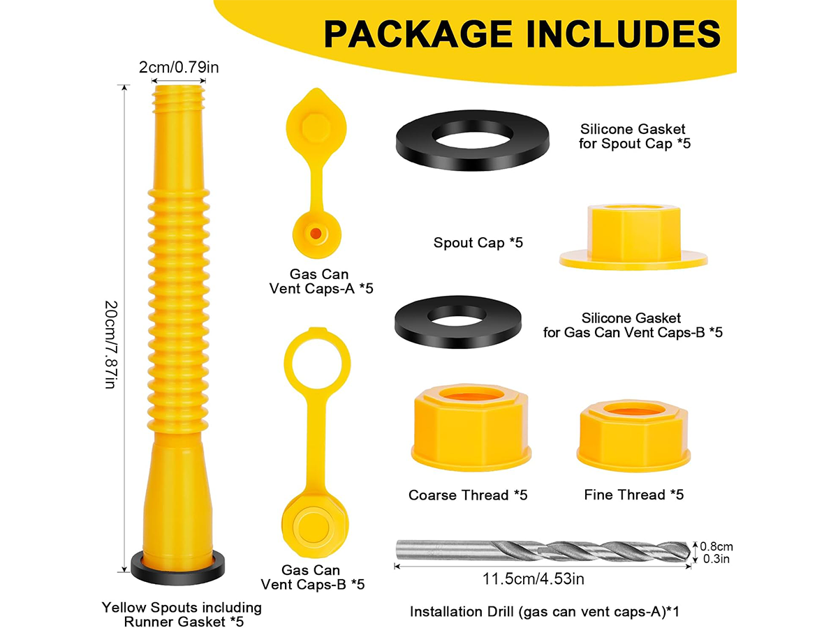 Gas Can Spout Replacement 5 Pack Flexible Fuel Can Nozzle Kit