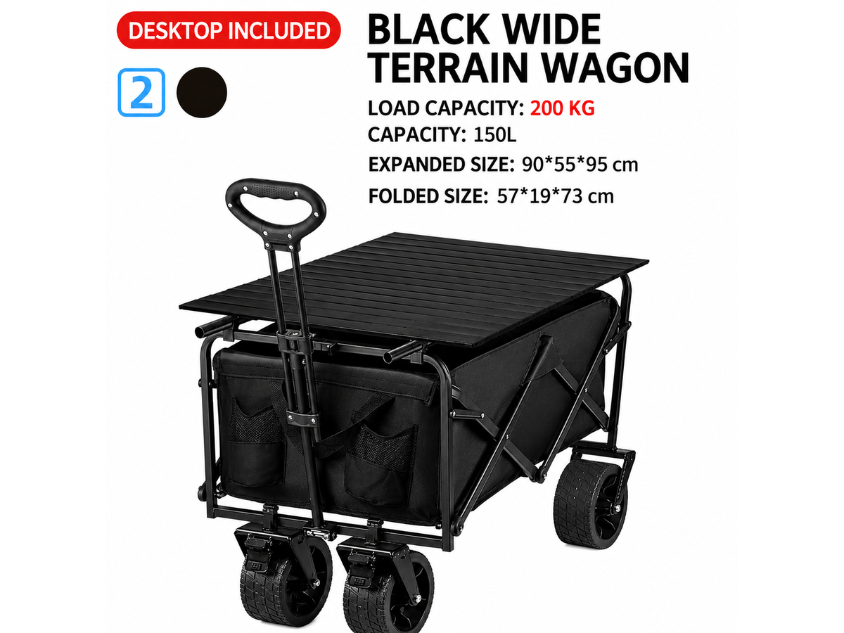 Folding Wagon Cart Garden Cart Heavy Duty Collapsible Utility Wagon 150L