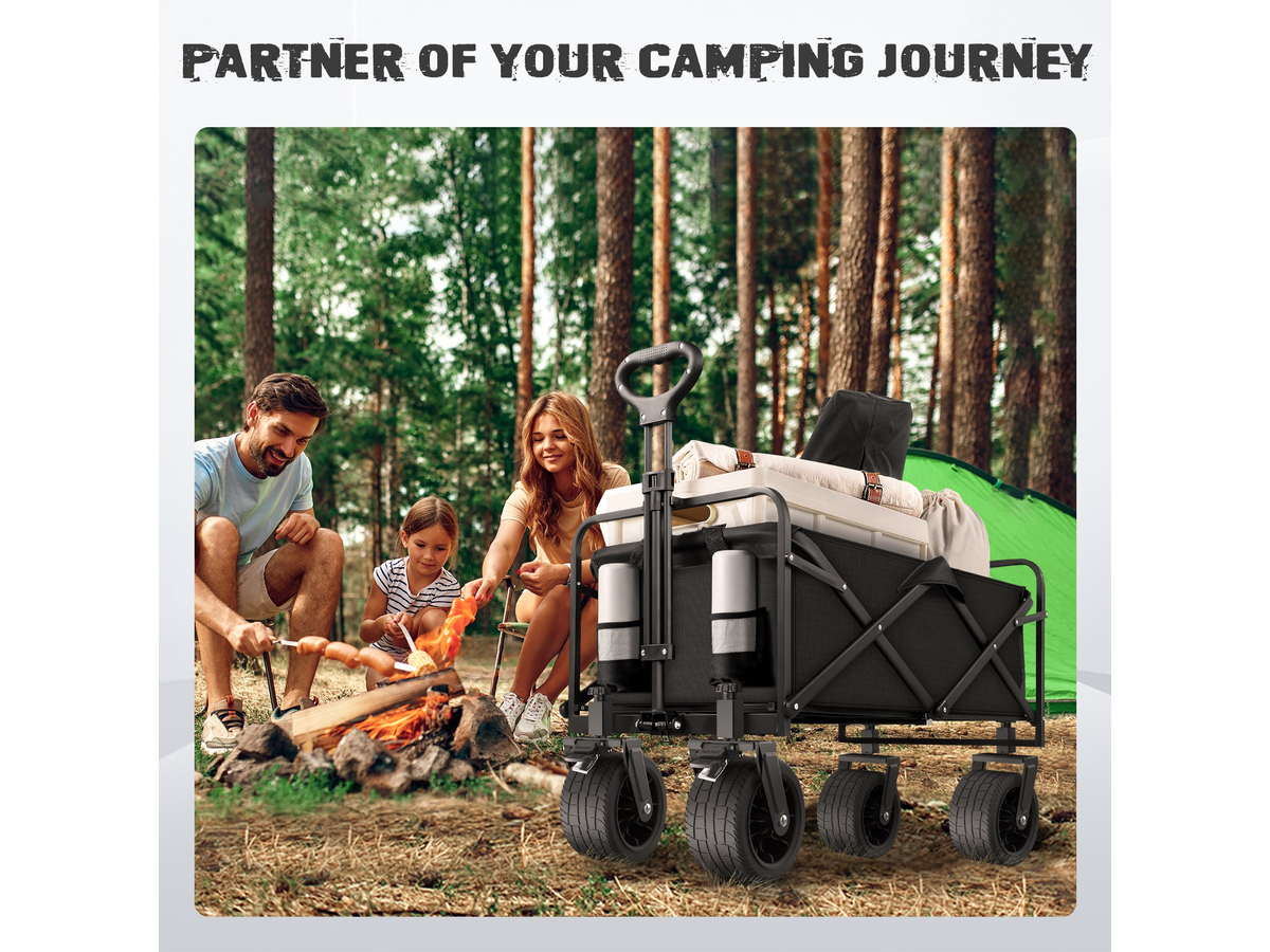 Folding Wagon Cart Garden Cart Heavy Duty Collapsible Utility Wagon 150L