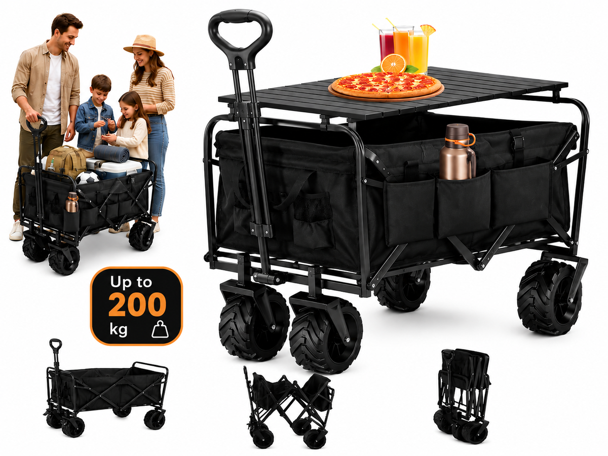Folding Wagon Cart Garden Cart Heavy Duty Collapsible Utility Wagon 150L