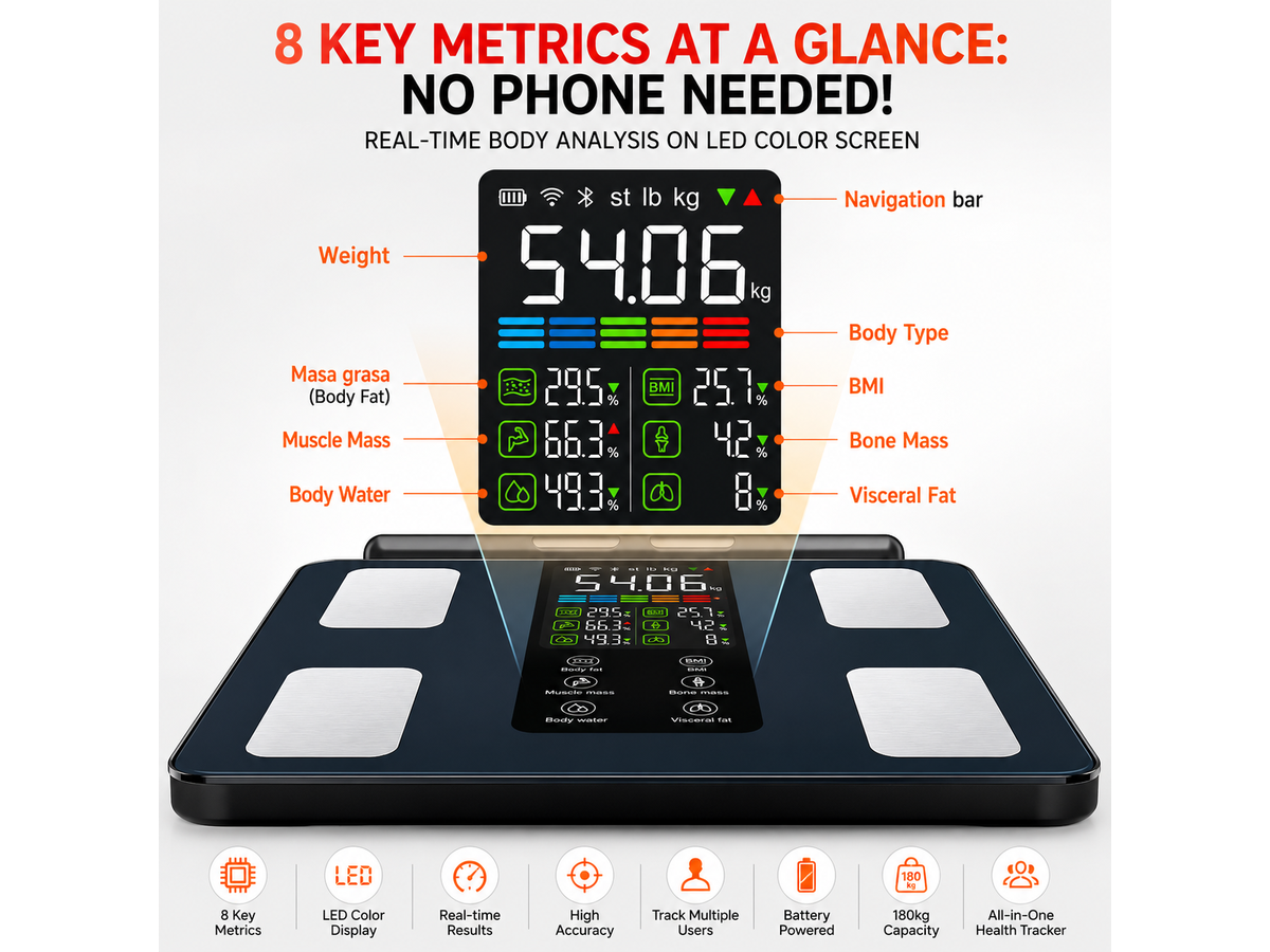 Bathroom Scales Bluetooth Body Fat Scale 8-Electrode Smart Body Composition Analyzer