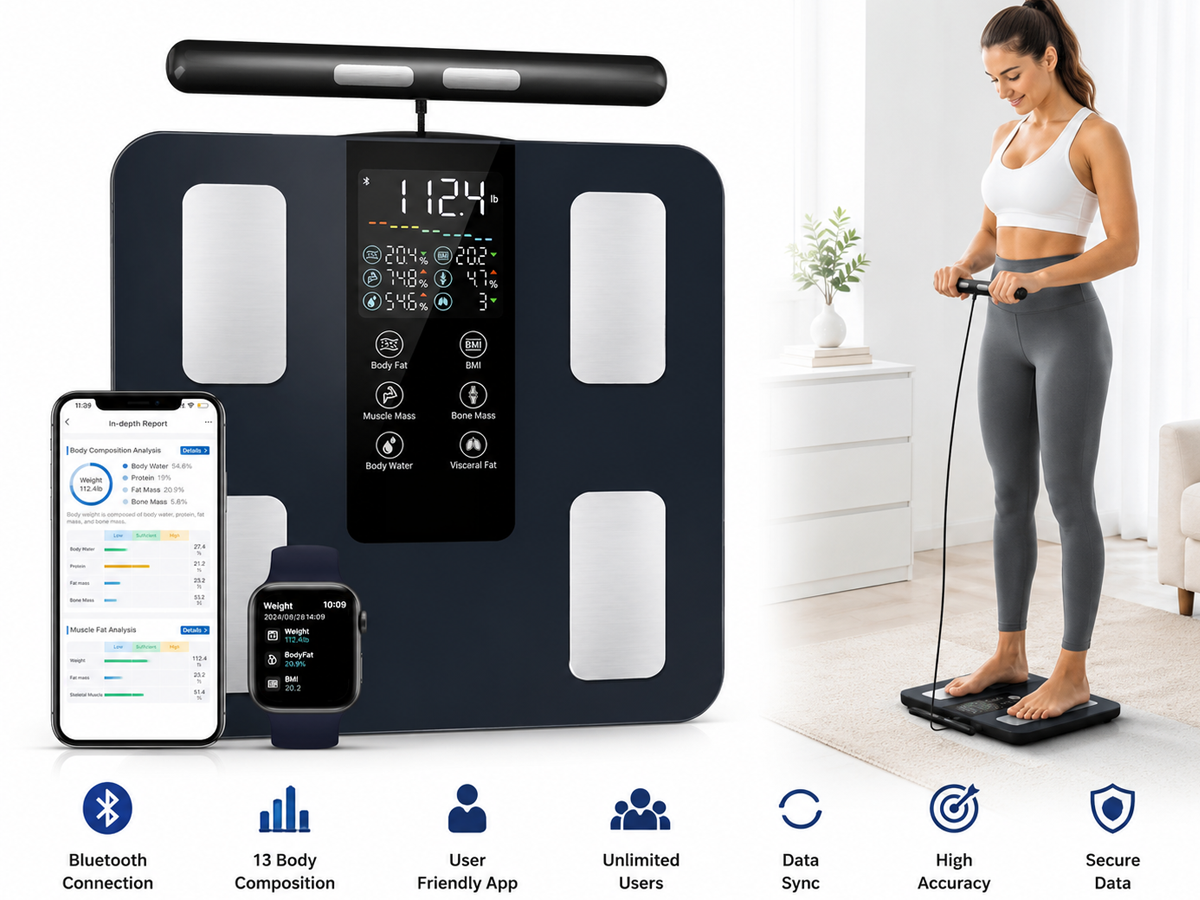 Bathroom Scales Bluetooth Body Fat Scale 8-Electrode Smart Body Composition Analyzer