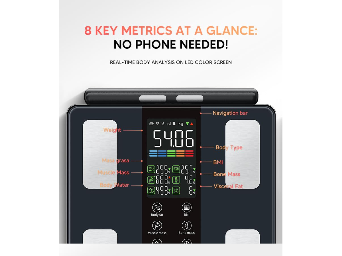 Bathroom Scales Bluetooth Body Fat Scale 8-Electrode Smart Body Composition Analyzer