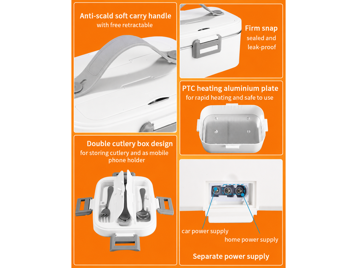 Electric Lunch Box Food Heater 3 in 1 Ultra Quick Heated Lunch Box for Car Truck Home Office