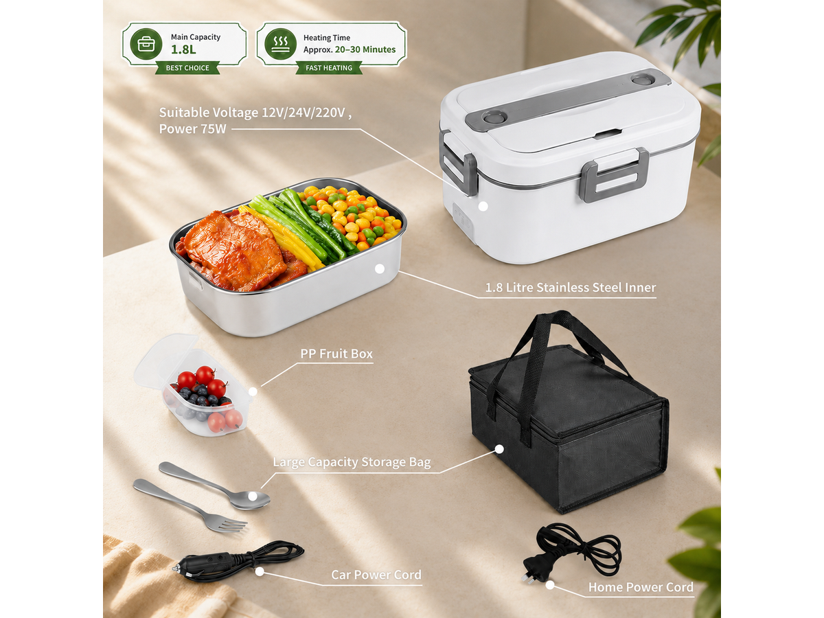 Electric Lunch Box Food Heater 3 in 1 Ultra Quick Heated Lunch Box for Car Truck Home Office
