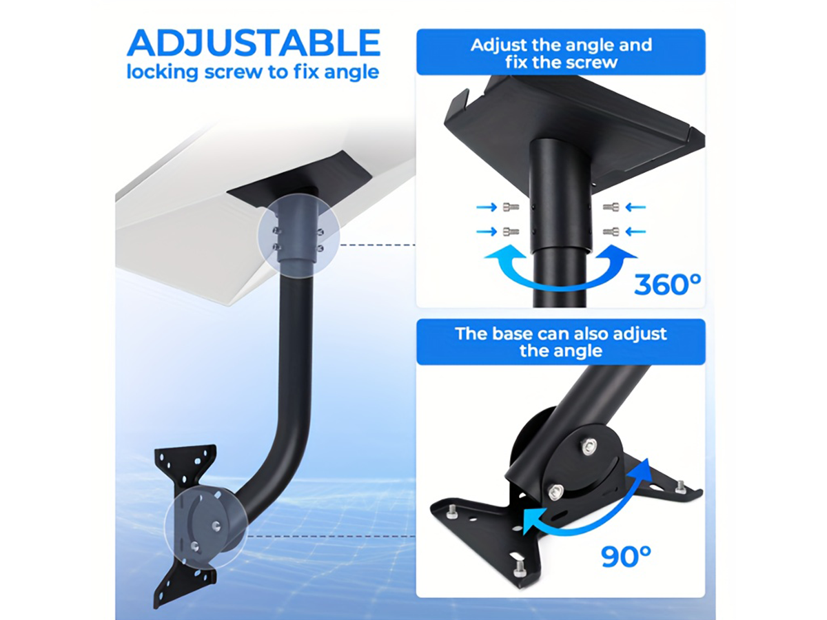 Starlink Gen 3 Mounting Kit Adjustable Long Wall Mount with Pipe Adapter for Starlink V3