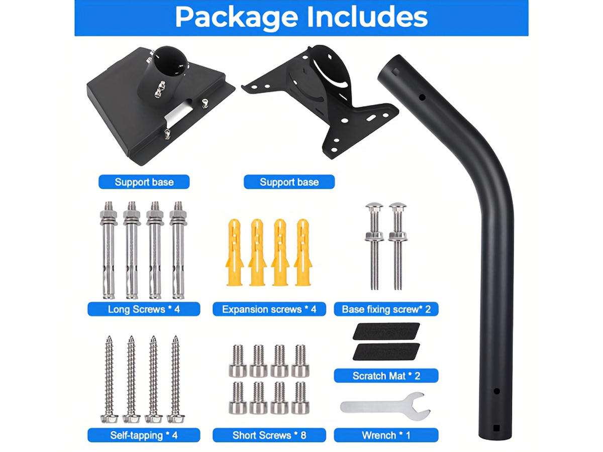 Starlink Gen 3 Mounting Kit Adjustable Long Wall Mount with Pipe Adapter for Starlink V3