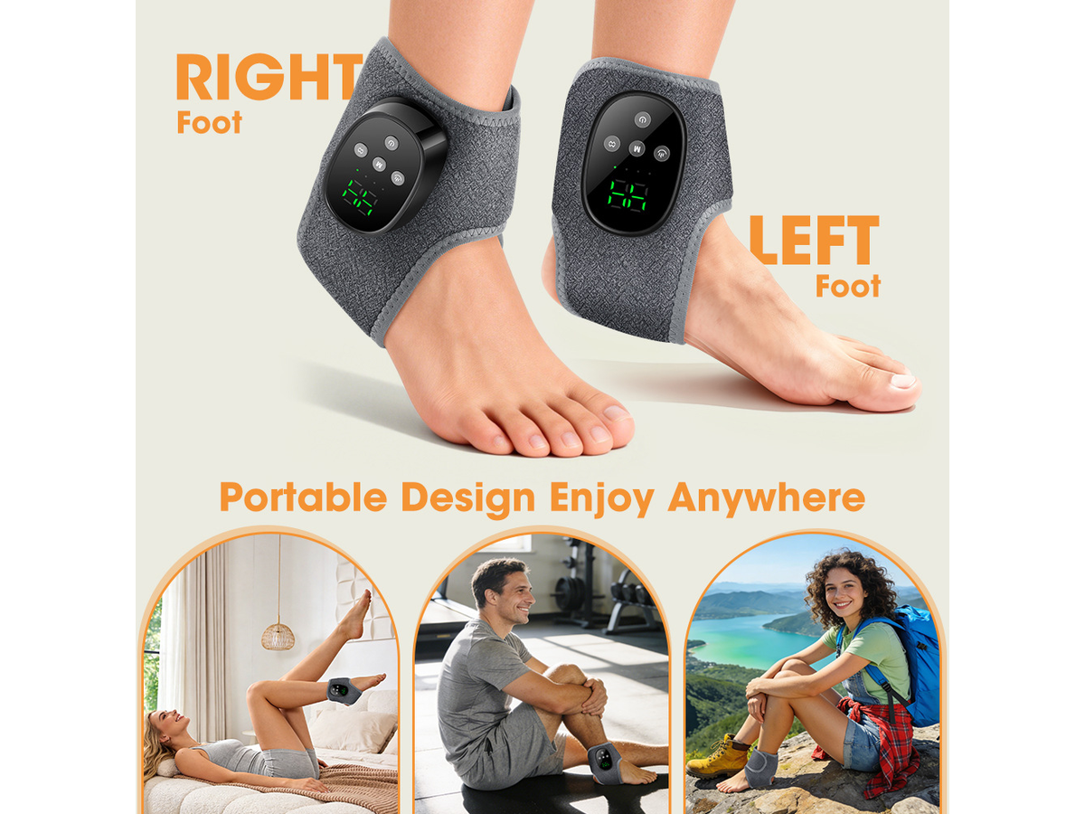 Foot Ankle Massager Wireless Heated Foot Ankle Wrap with Heat Vibration Therapy