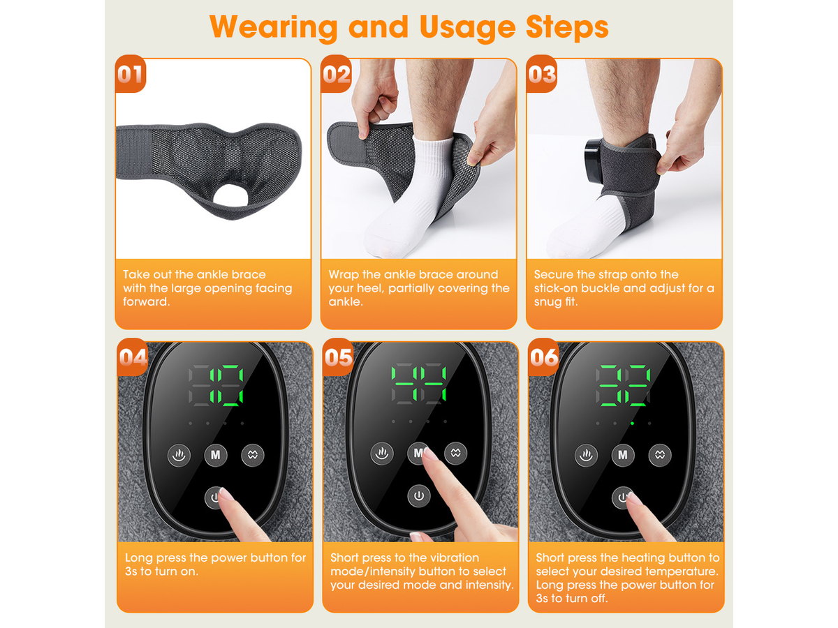 Foot Ankle Massager Wireless Heated Foot Ankle Wrap with Heat Vibration Therapy