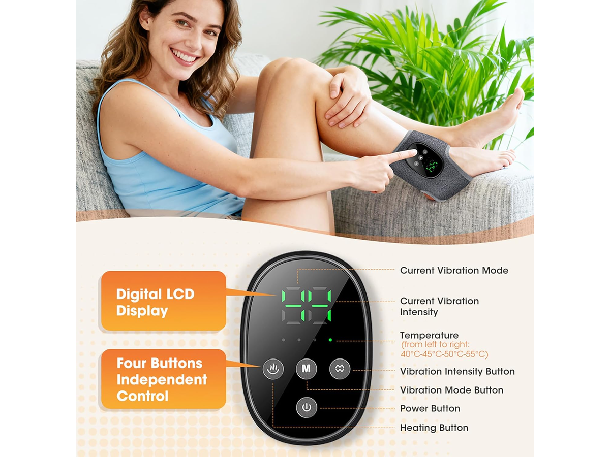 Foot Ankle Massager Wireless Heated Foot Ankle Wrap with Heat Vibration Therapy
