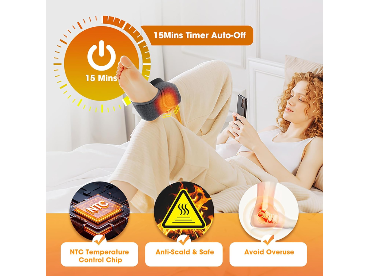 Foot Ankle Massager Wireless Heated Foot Ankle Wrap with Heat Vibration Therapy