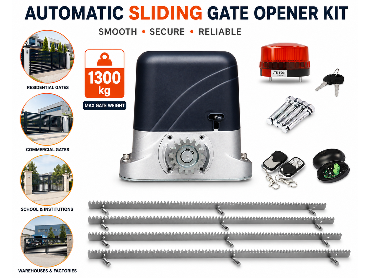 Automatic Sliding Gate Opener Kit with 4M Steel Rack