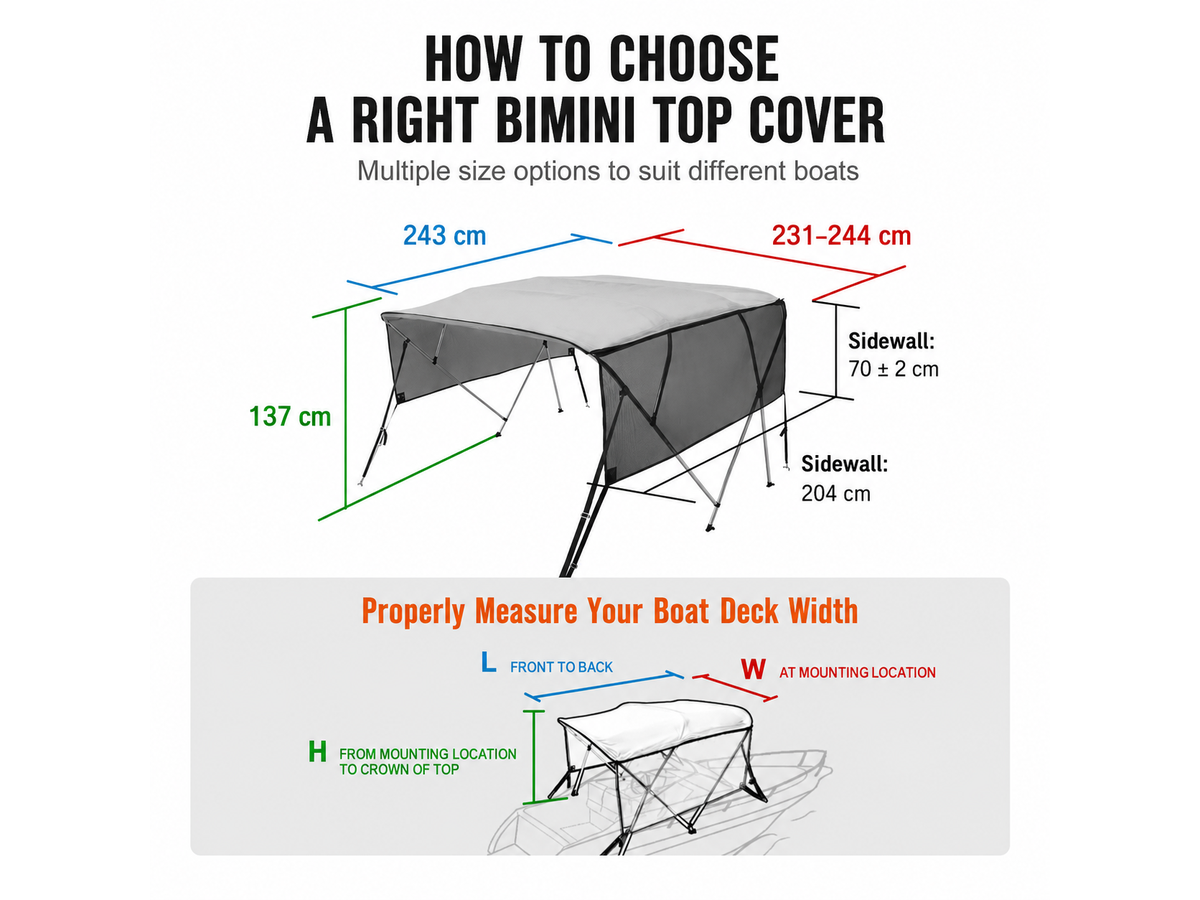 Bimini Top Boat Cover 4 Bow with Detachable Mesh Sidewalls