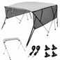 Boat Bimini Top Cover 4 Bow 2.44m Waterproof Marine Canopy with Detachable Mesh Sidewalls