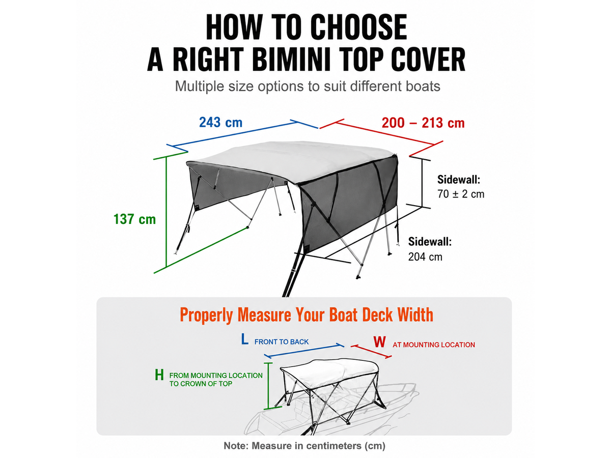 Bimini Top Boat Cover 4 Bow with Detachable Mesh Sidewalls
