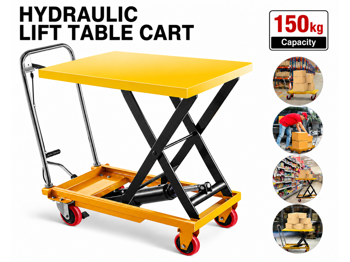 Hydraulic Scissor Lift Table Trolley Cart 150kg Capacity