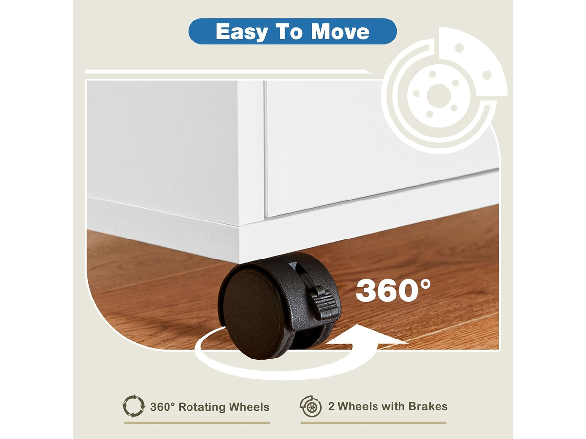 Rolling File Cabinet 5 Drawer Mobile Storage Cabinet with Printer Stand