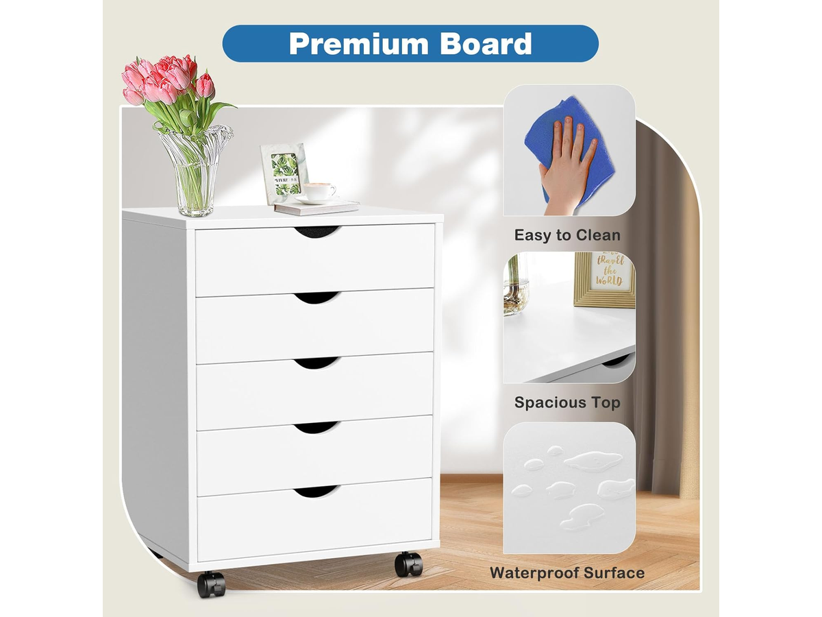 Rolling File Cabinet 5 Drawer Mobile Storage Cabinet with Printer Stand