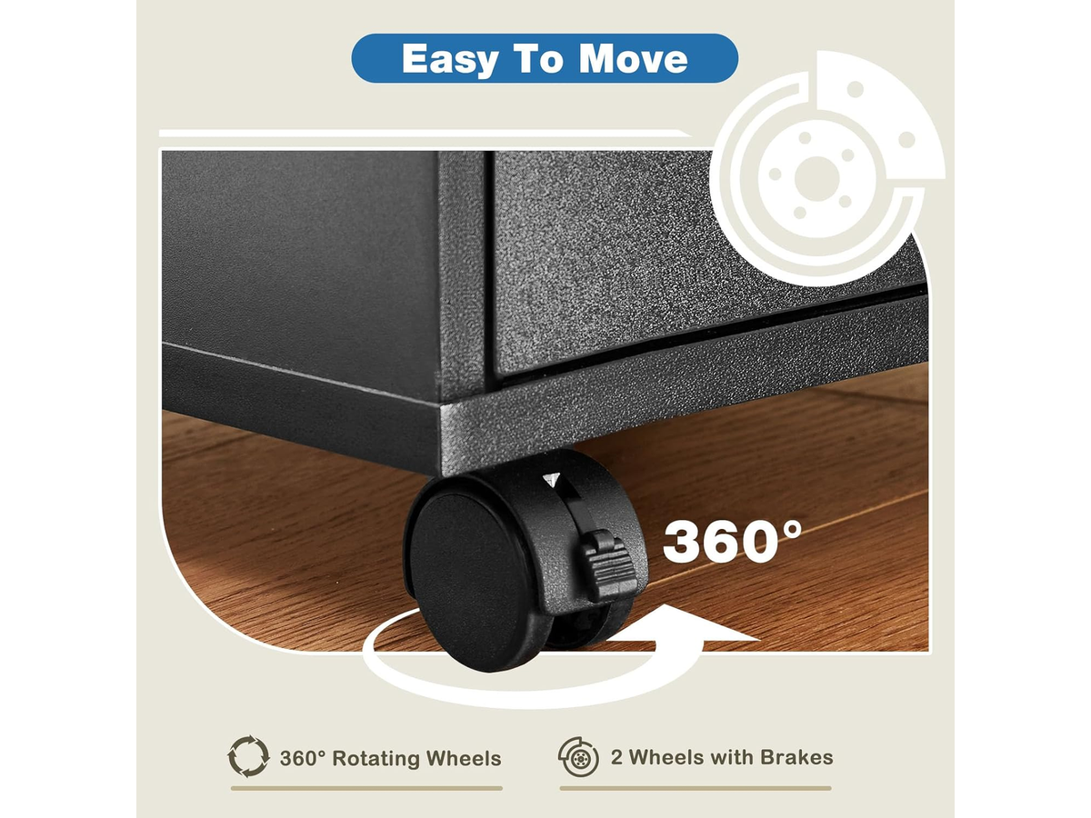 5 Drawer Rolling File Cabinet Mobile Storage Cabinet