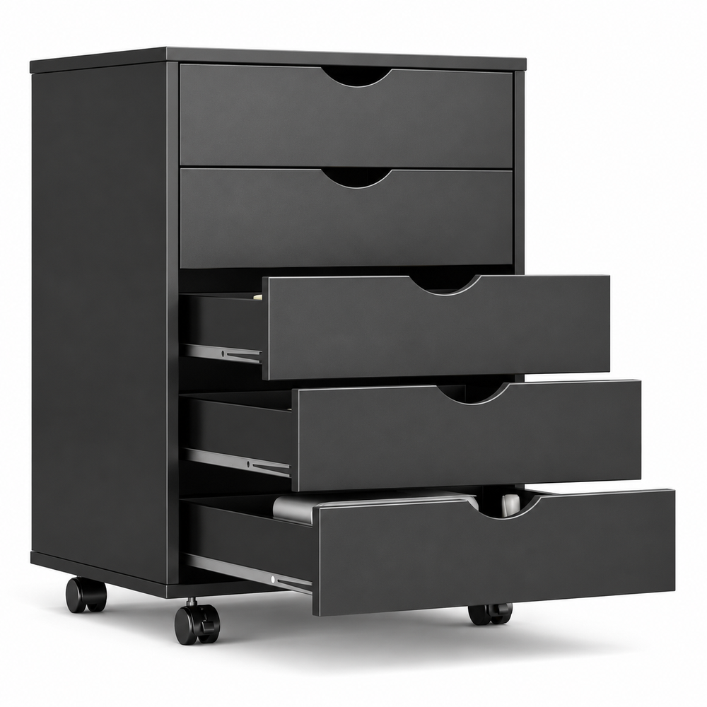 5 Drawer Rolling File Cabinet Mobile Storage Cabinet