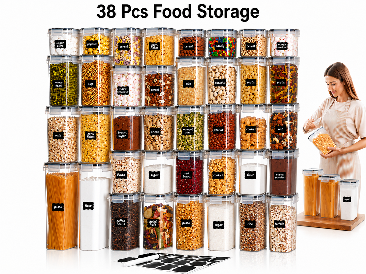 Food Storage Containers 38PCS Airtight Plastic Kitchen & Pantry Organization Canister Set