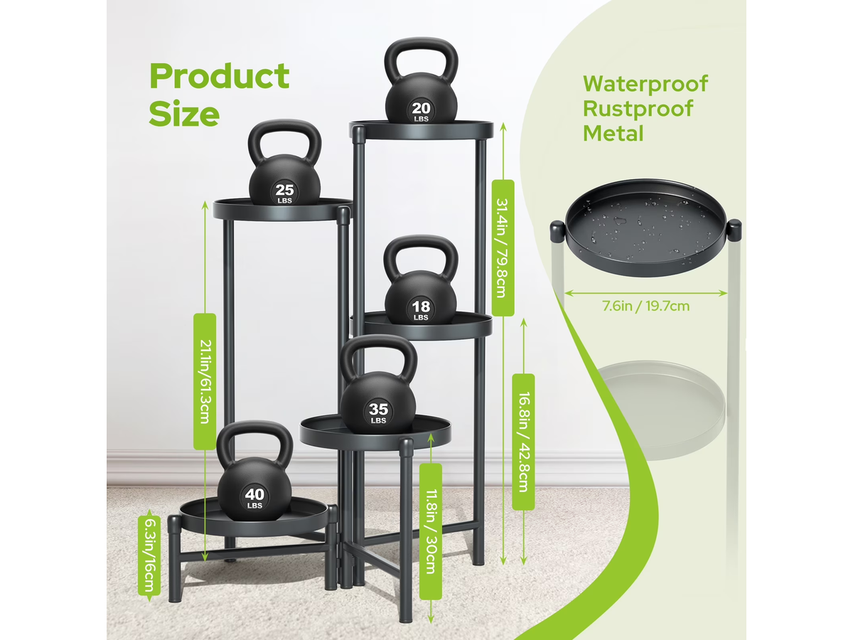 Metal Plant Stand 5 Tier Foldable Tall Flower Pot Shelf for Indoor Outdoor Use